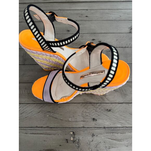 Sophia Webster Multicolor Suede Patent Leather Espadrille Wedges Size 38 - Picture 13 of 15
